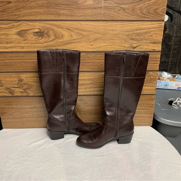 LifeStride Wrangler style tall brown boots size 10M 7 inch cuff and full zip - Picture 5 of 11